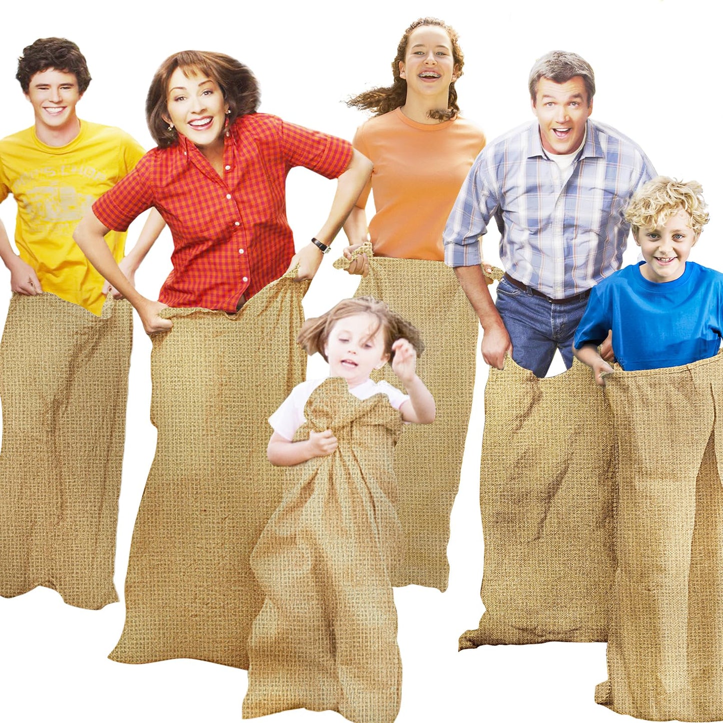 CWLAKON 6 Pack Large Burlap Potato Sack Race Bags for Kids Adults, Field Day Family Reunion 4th of July Easter Halloween Game, Outdoor Camping Picnic Birthday Party Outside Yard Lawn Carnival Games