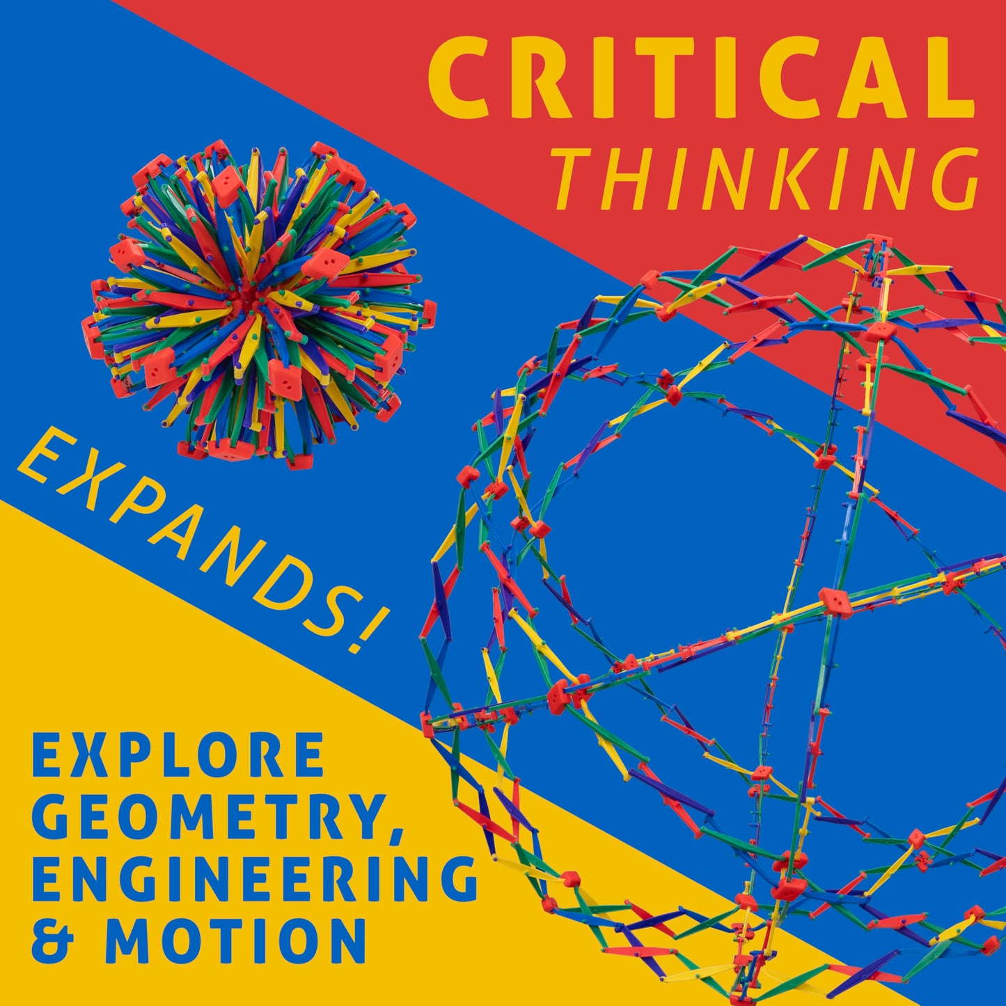 University Games, Hoberman Original Sphere-Rainbow, award-winning geometric expanding/contracting ball, Ages 4 to 104
