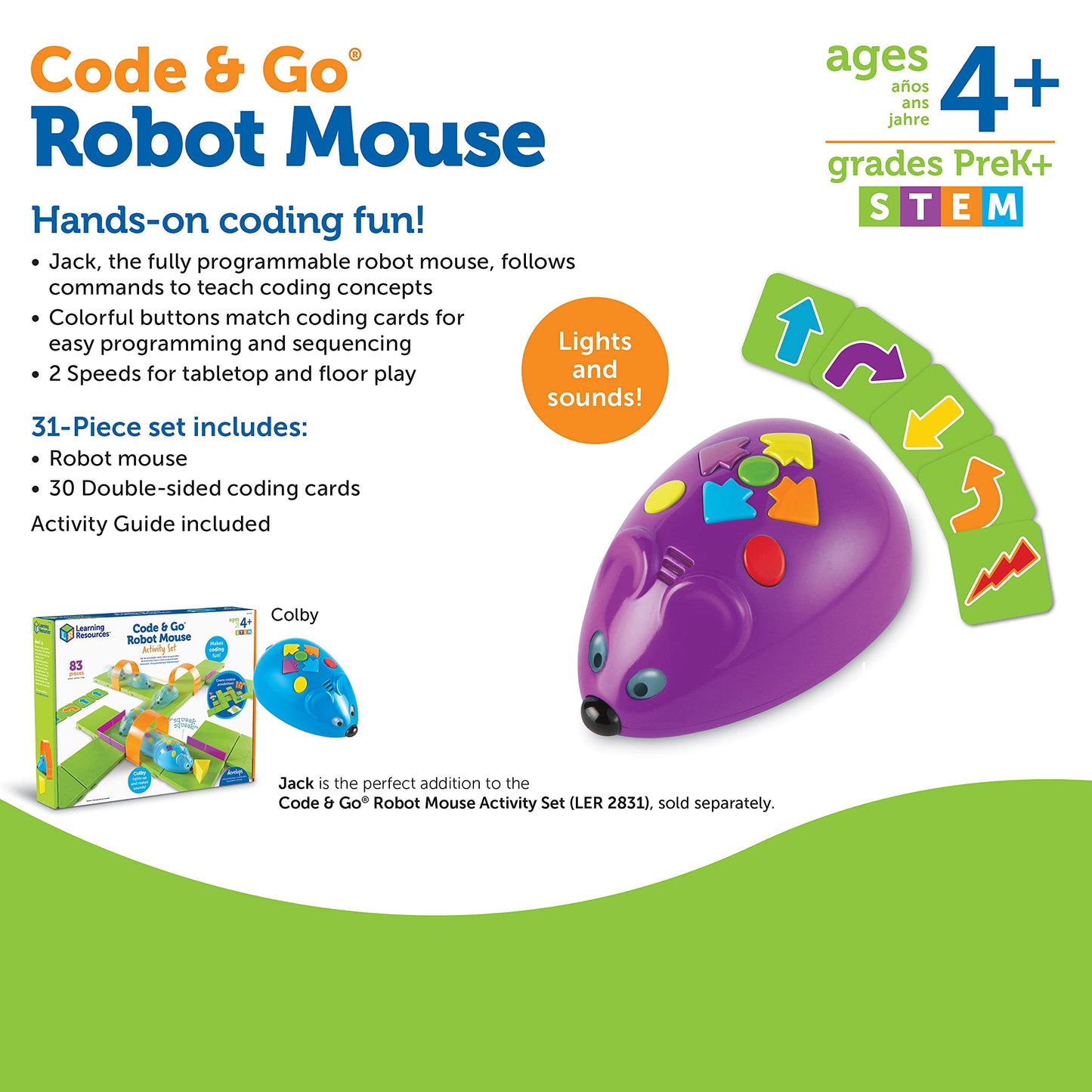 Learning Resources Code & Go Robot Mouse - Toddler STEM Toys, Pet Programmable Games, Screen Free Activities, Robotics Preschool and School, Gifts for Girls And Boys