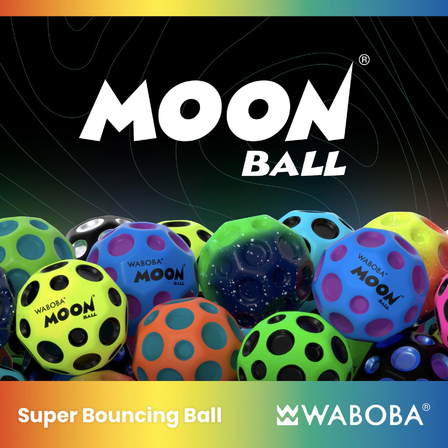 Waboba The Original Moon Ball 3 Pack - Super Bouncy Wall Balls for Kids and Teens - Outdoor Sports Toy Gift - Orange, Teal, & Cobalt