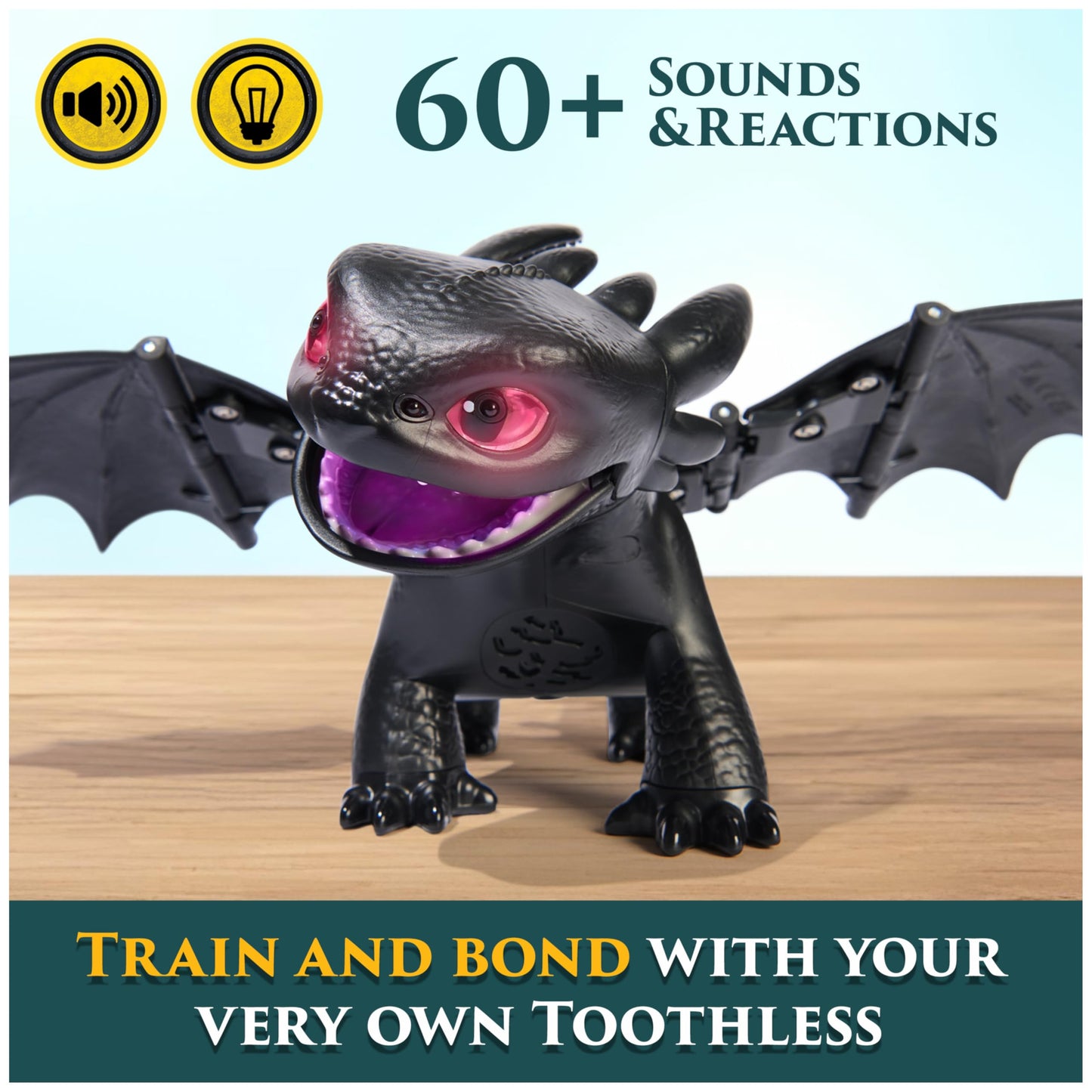 DreamWorks Dragons How to Train Your Dragon, Tame & Train Interactive Toothless with 60 Sounds & Reactions, Kids Toys for Boys & Girls Ages 4 & up