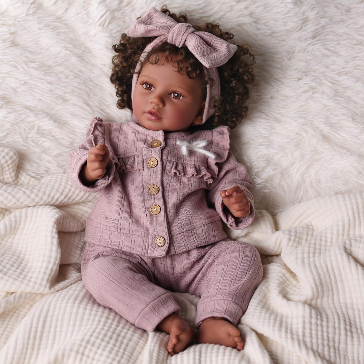 BABESIDE Reborn Baby Dolls Black Girl Callie - 20 Inch Soft Body Realistic Baby Doll Handmade Real Life Baby Dolls with Clothes and Toy Gift for Kids Age 3+