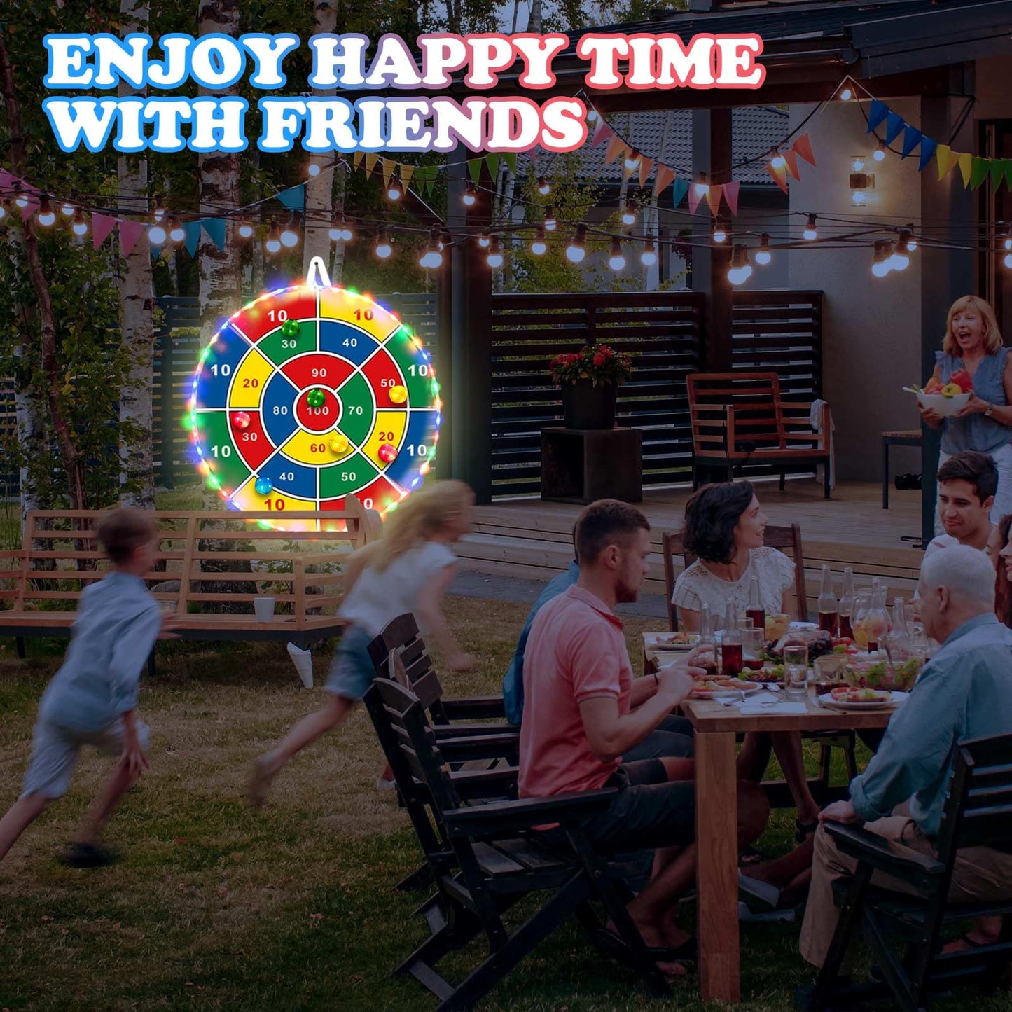 Dart Board for Kids, 29" Light Up Kids Dart Board with LED Sticky Balls Glow in the Dark Games Indoor Outdoor Toys Games for Kids Ages 4-8, Birthday Party Games Gift for Kids Ages 4 5 6 7 8 9 10 11 12