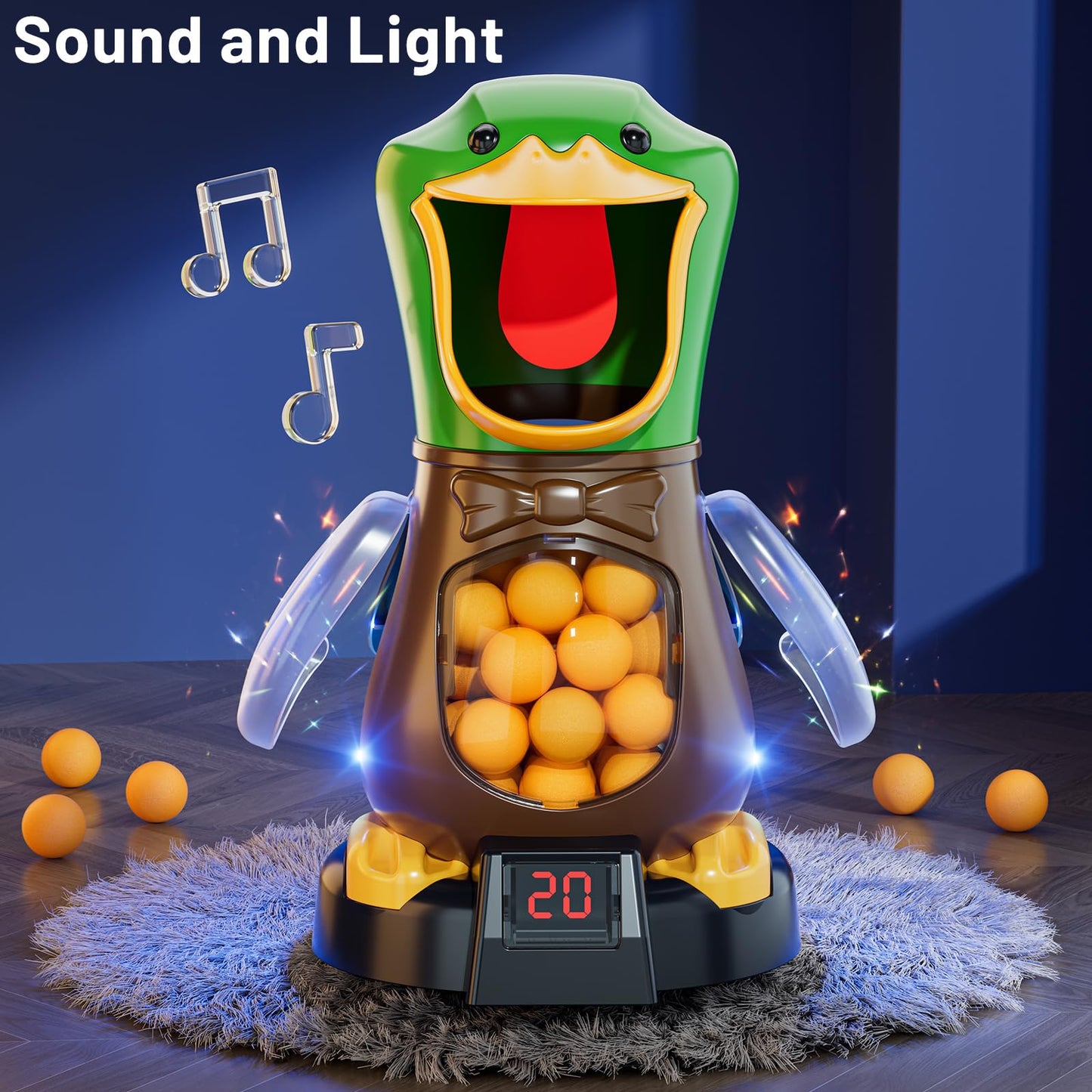 NIPLOOOW Duck Shooting Toys for Kids 3-5, Movable Target Shooting Games w/Air Pump Launcher, LCD Score Record, Sound, 24 Foam Balls, Birthday Gift for Boys Girls Ages 3 4 5 6 7 8 Years Old