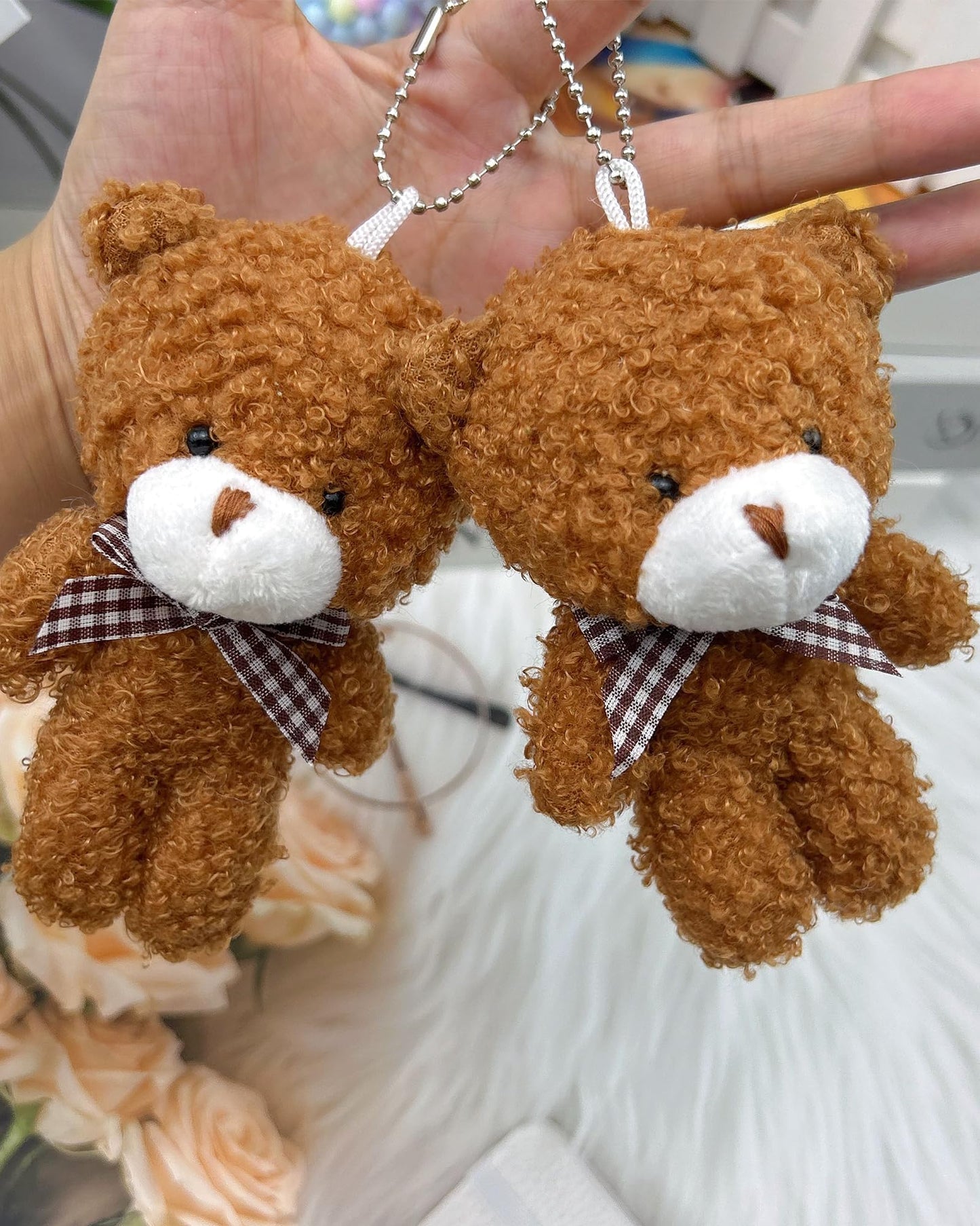 YJUBAOA 12 pcs Mini Stuffed Teddy Bears 4.7 Inch Small Plush Teddy Bears Bulk for DIY Keychain Birthday Christmas Party Favor (Classic-Dark Brown)