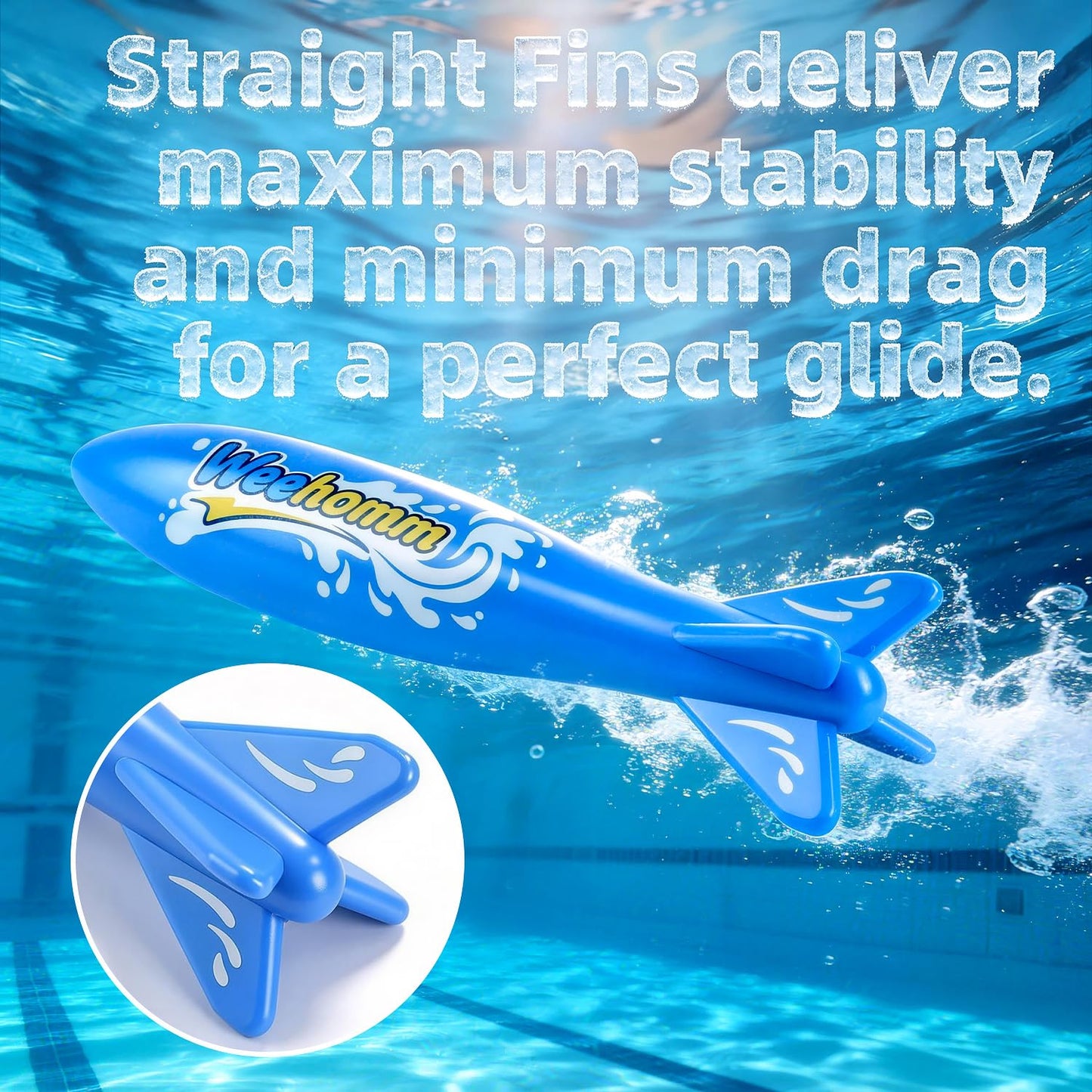 WeeHomm 9'' Toy Torpedo for Pools Diving Toys, Kids Diving Torpedo - 2 Pack Swimming Pool Toys for Boys & Girls, Sinking Water Rocket Set for Pool Games, Bath Time, Summer Outdoor Fun