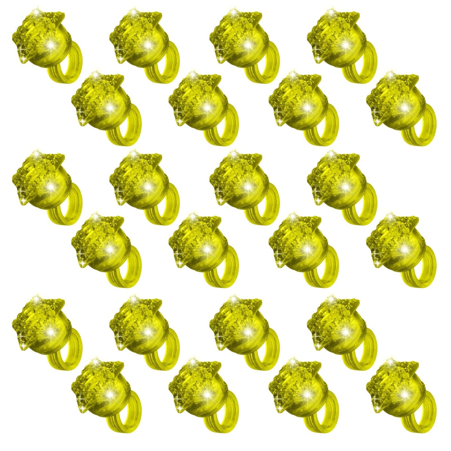 NUDALA 24 Pack Yellow Light Up Star Rings Glow in the Dark Party Flashing LED Jelly Finger Rings for July 4th,Halloween,Christmas,Concert,Goodie Bag Fillers,Raves