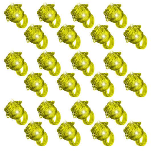 NUDALA 24 Pack Yellow Light Up Star Rings Glow in the Dark Party Flashing LED Jelly Finger Rings for July 4th,Halloween,Christmas,Concert,Goodie Bag Fillers,Raves