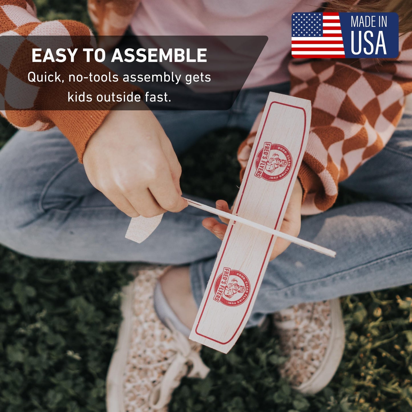 Fred's Flyers Balsa Wood Airplane Kits - 5-Pack - USA Made Wooden Glider Toy Planes for Kids