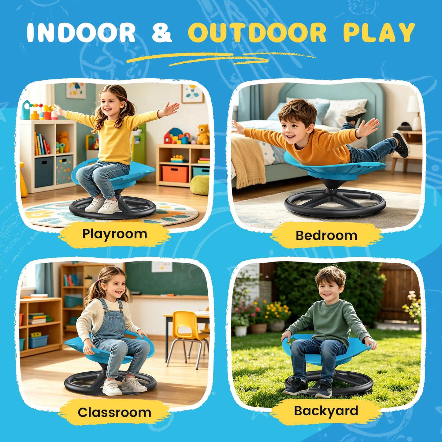 ALSPON Spinning Chair for Autistic Kids | Sensory Spinning Chair and Sit and Spin Toy | Sensory Seat for Toddlers Development
