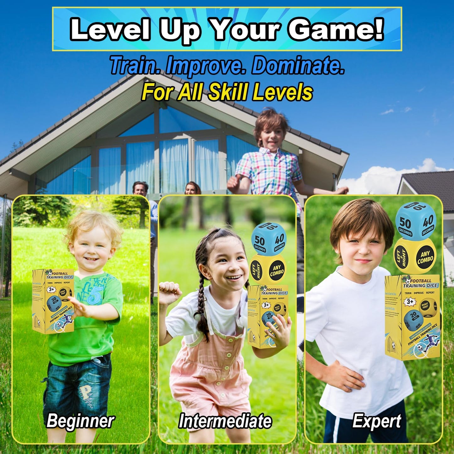 Soccer Training Dice Set - 2 Pack Ideal Soccer Gifts for Boys 8-12, Girls, Teams & Coaching Drills - Practice Equipment with Action & Time Challenge Mode - Fun Sports Games for Kids