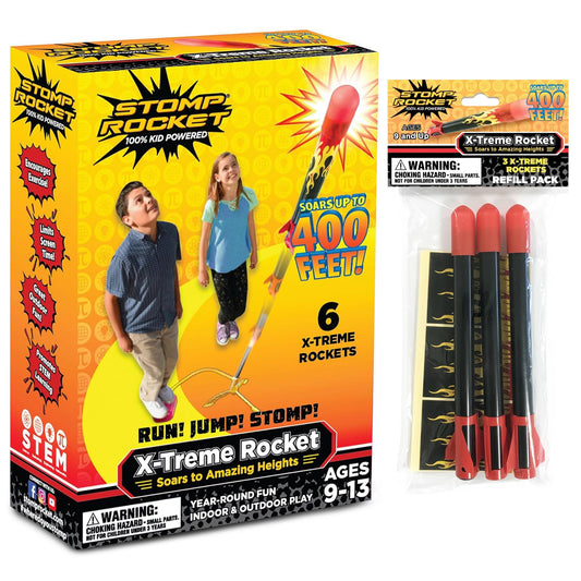 Stomp Rocket X-Treme Rocket Launcher for Kids & Rocket Refill Outdoor Toys Bundle