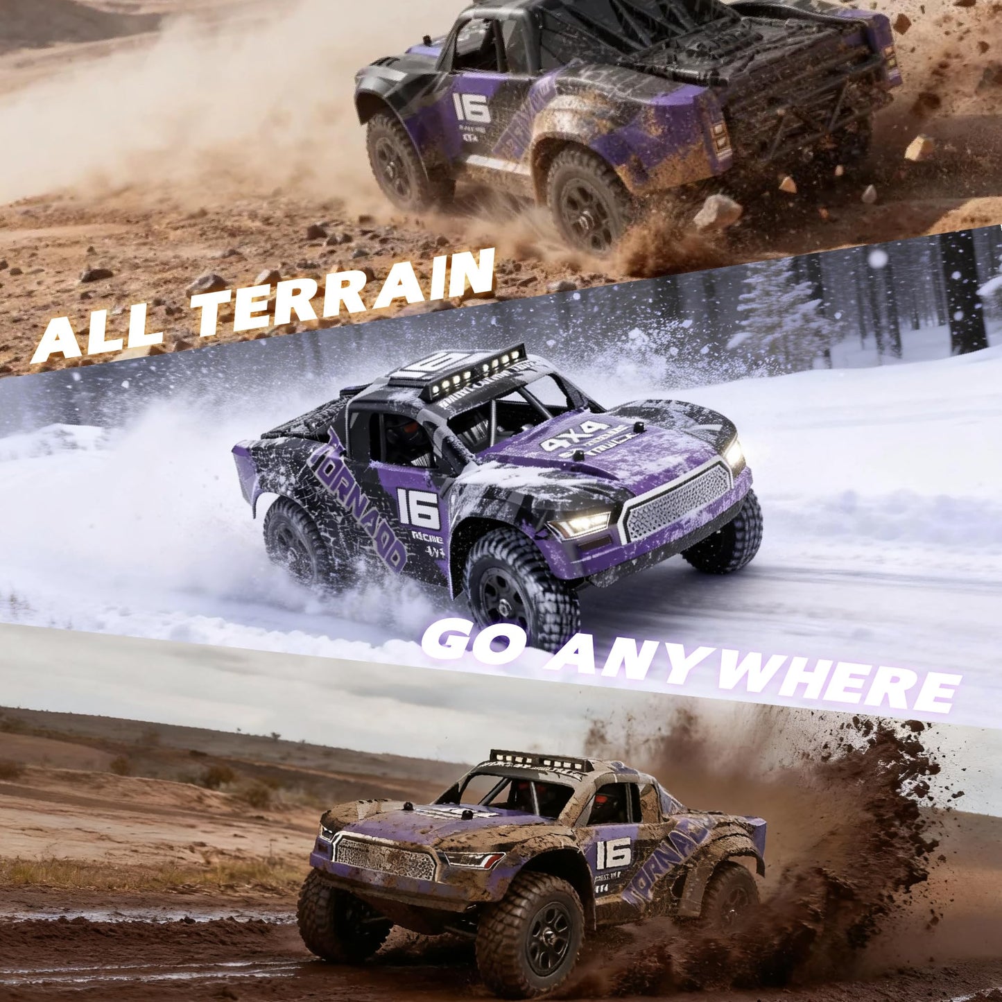 X-TMAGA Remote Control RC Cars 1:16 Monster Truck Toys Cars for Adult & Boys, 4WD Off-Road, Metal Transmission Parts, High Speed Fast 40+ KPH, 4X4 Waterproof with 2 Rechargeable Batteries (HS16-83)