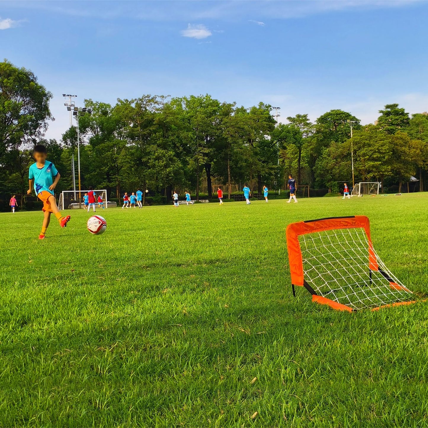 Soccer Goal for Backyard,Mini Soccer Goal with Size 1 Soccer Ball,Pump,Ground Stakes,Carrying Bag, Perfect for Backyard,Court,Field,Easy Setup,Great for All Levels