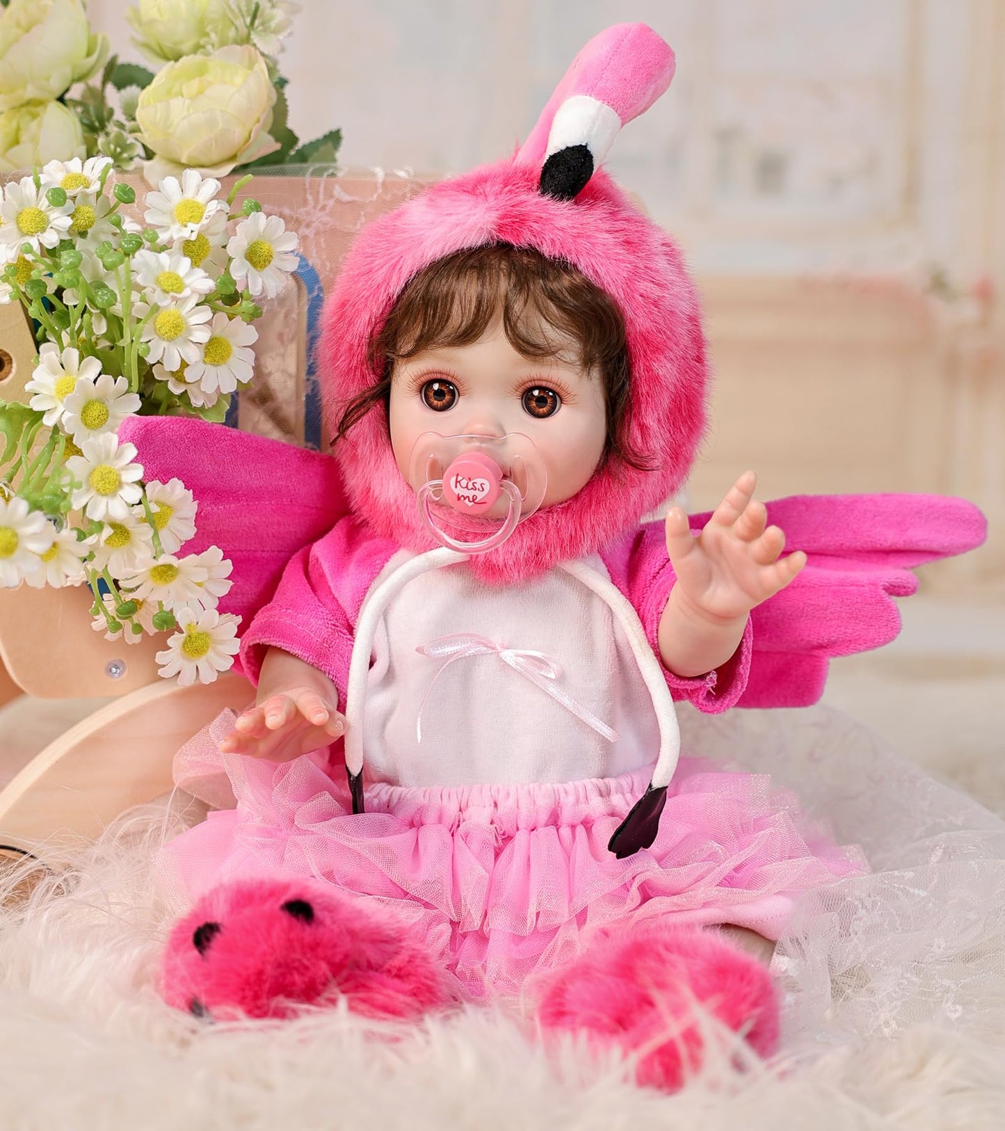 Cloveray Reborn Baby Dolls, 18 Inch Large Realistic Hand-Rooted Hair Lifelike Baby Dolls with Accessories for 3+ Year Old Girls Gifts, Pretend Play, Collection