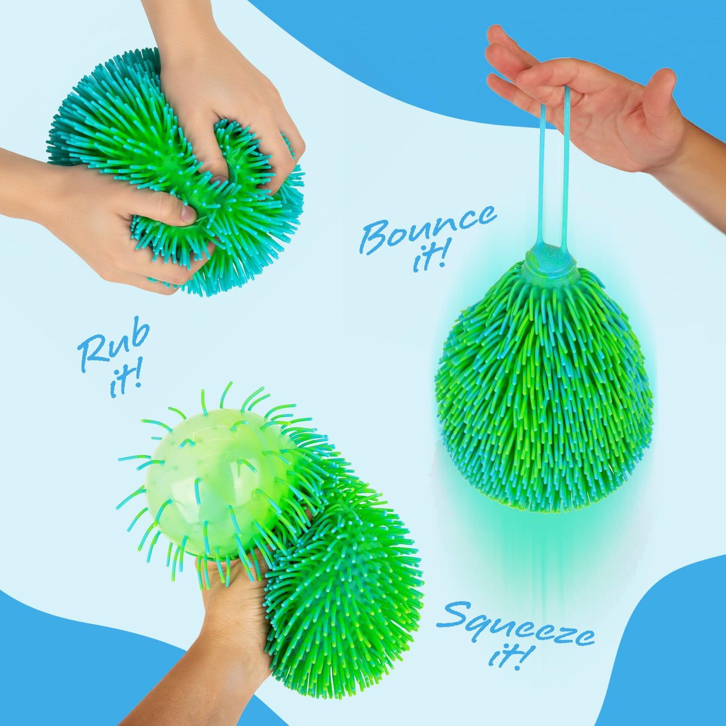 ArtCreativity Tie Dye Puffer Ball with Hanging Loop, Spiky Stress Relief Balls, 7 Inch Squeeze Fidget Toys for Kids, Calming Sensory Balls for Autistic Children, Party Favor