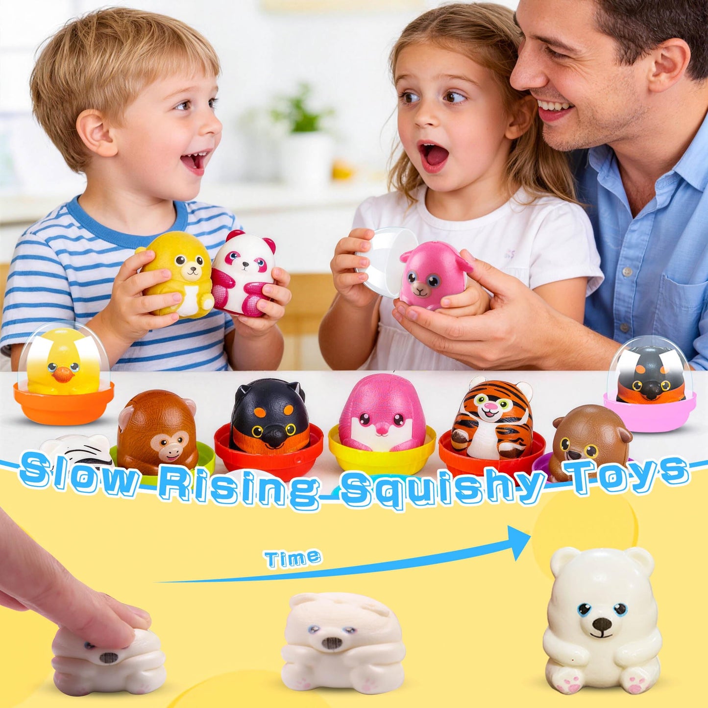 KissFree 40 PACK Slow Rising Squeeze Toys, 2 Inch Plastic Capsules Filled with Squishies, Party Favors for Kids 4-12, Goodie Bags Stuffers, Birthday Gifts, Classroom Prizes