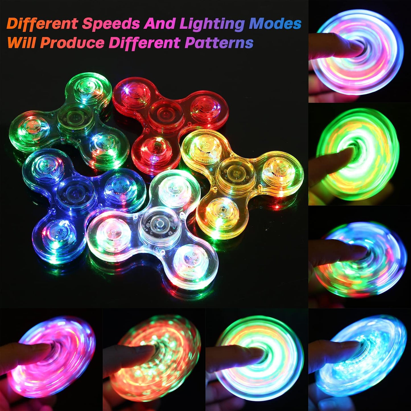 Gigilli 8 Pack Fidget Spinners for Kids 4-8-12, Goodie Bag Stuffers LED Light up Party Favors Fidget Toys Bulk for Kids Adults, Glow in the Dark Fidgets for Classroom Prizes
