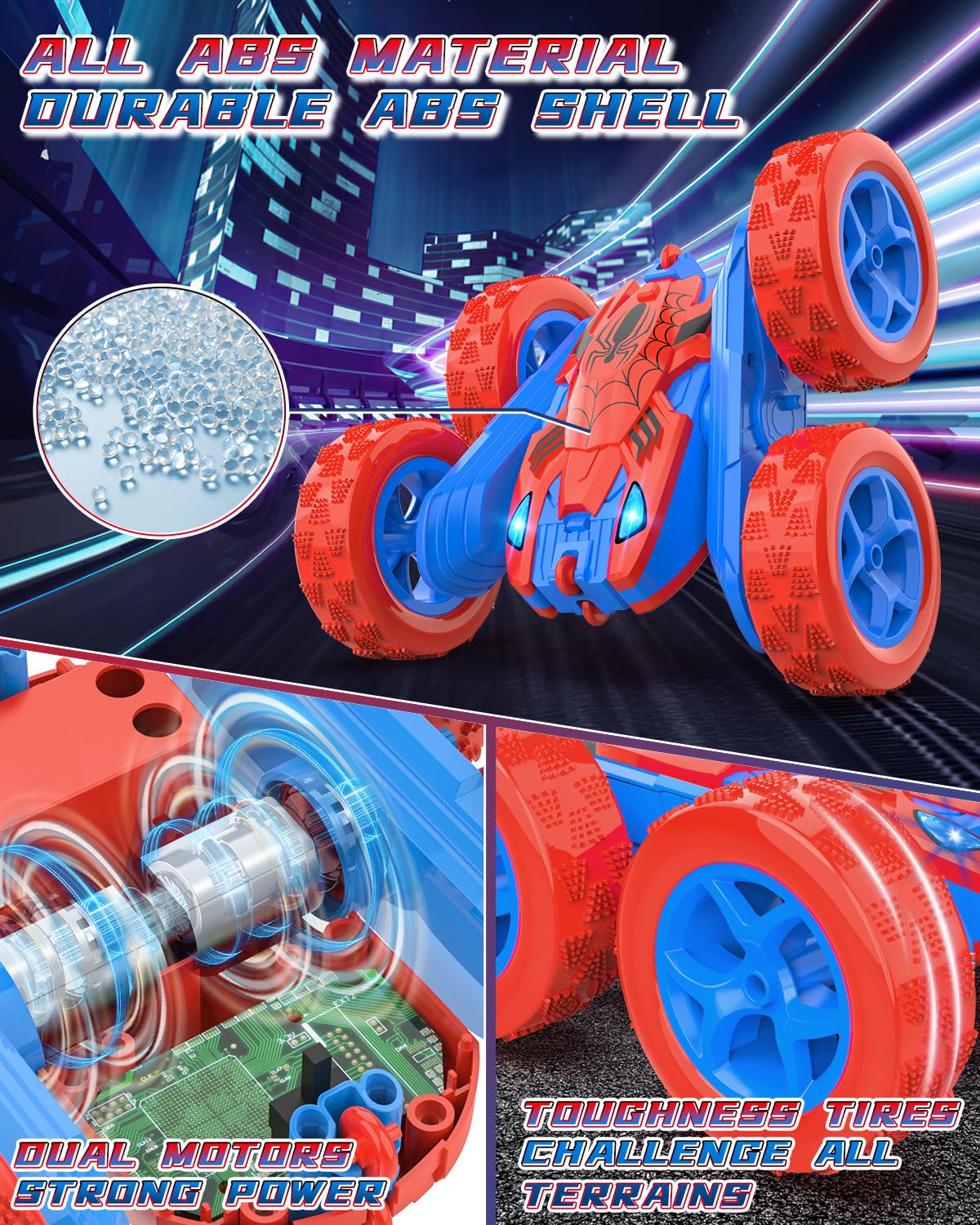 Blissbud Remote Control Car Spider RC Cars for 4 5 6 7 8 9 10 11 12 Year Old Boy 360°Rotating 4WD Rechargeable Drift RC Race Car Boys Toys Birthday Gifts Easter Basket Stuffers for Kids Age 4-12