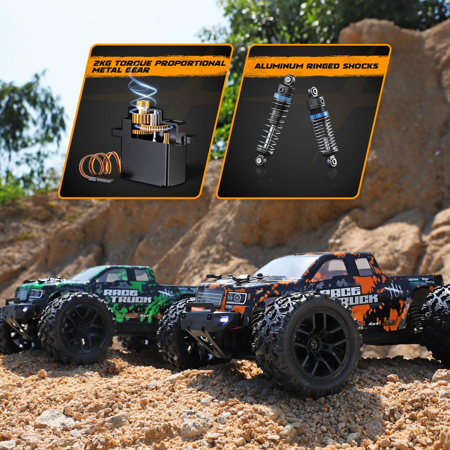 HAIBOXING 1:18 Scale RC Monster Truck 18859 36km/h Speed 4X4 Off Road Remote Control Cars,Waterproof Electric Powered RC Cars All Terrain Toys Vehicles with 2 Batteries, Xmas Gifts for Kid and Adults