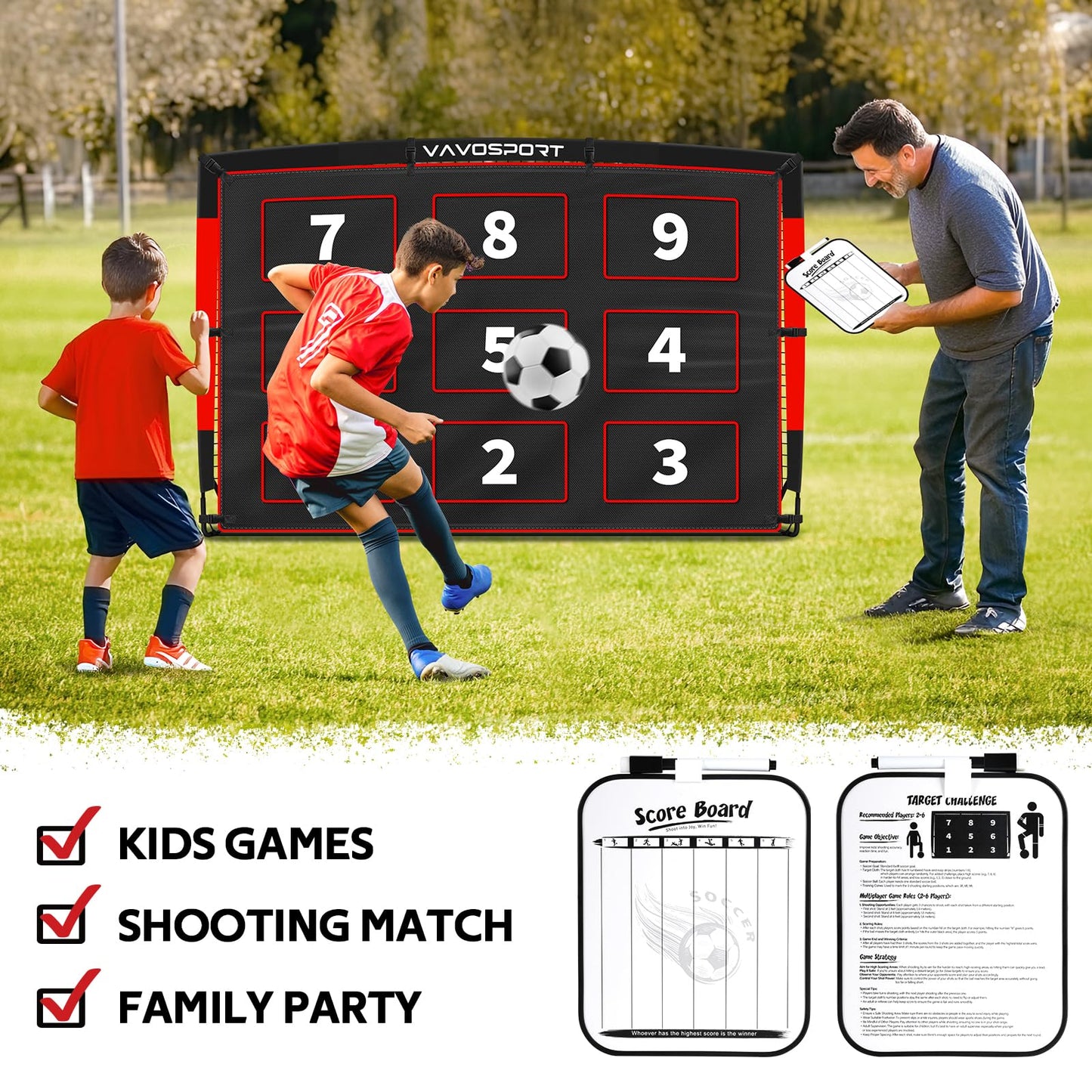 Kids Soccer Goals for Backyard Set, 6×4ft Portable Soccer Goal & Ball Training Equipment with Cones, Target, Youth Toddler Pop Up Soccer Net for Kids 3-12 Sports Play Outdoor Games Gifts