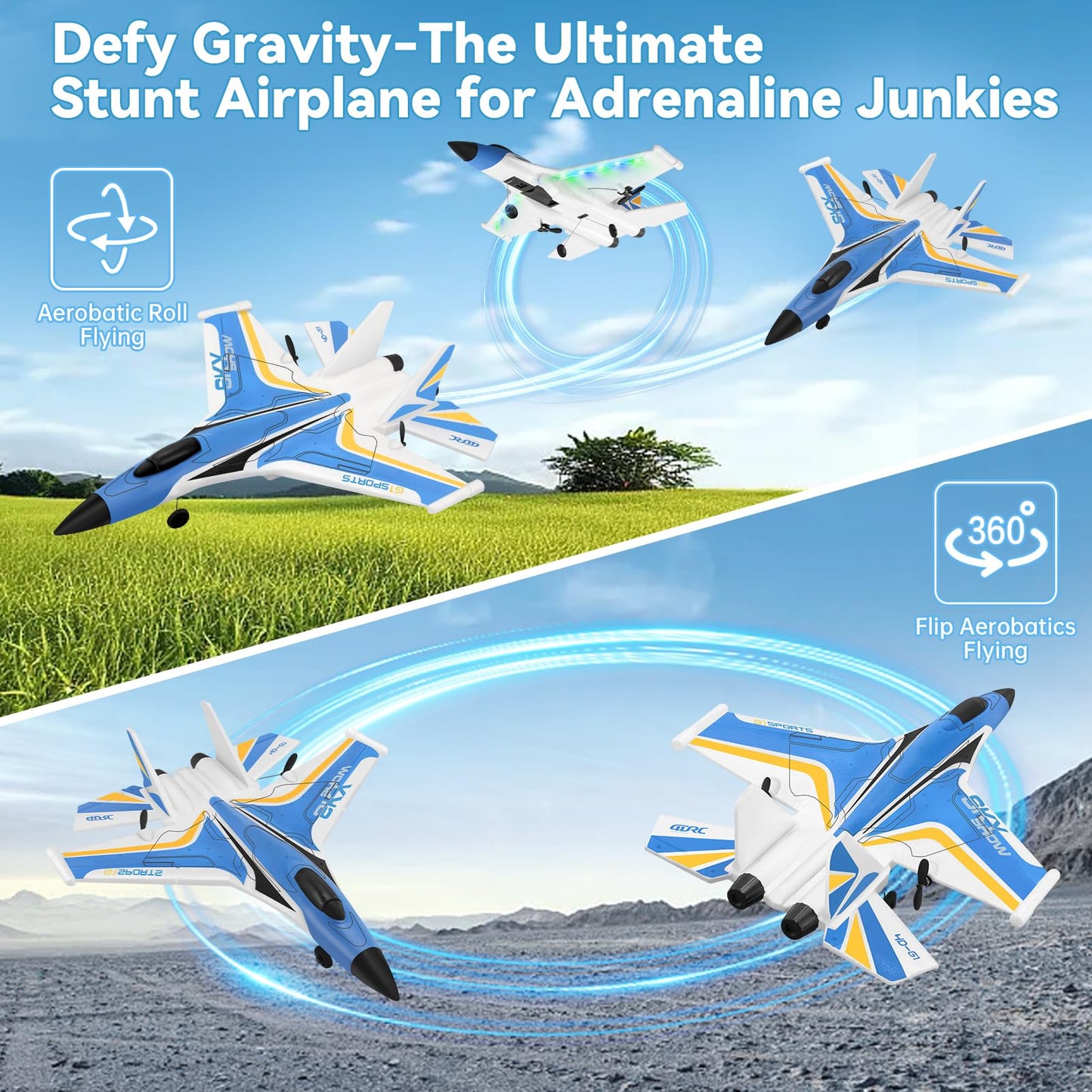 4DRC G1 RC Plane for Adults Kids, RC Airplane Fighter Jet 2.4GHz 4 Channel 6-axis Gyro Stabilizer RTF Glider Aircraft Plane Toys, Easy to Fly Remote Control Airplane Glider for Kids & Beginners