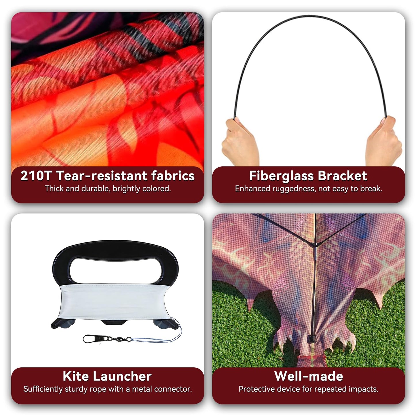 FejoHify Large Dragon Kite for Kids and Adults, Easy to Fly with 300ft String, Perfect for Beach, Park, Outdoor Activities, Gift for Boys Girls.(Fire)