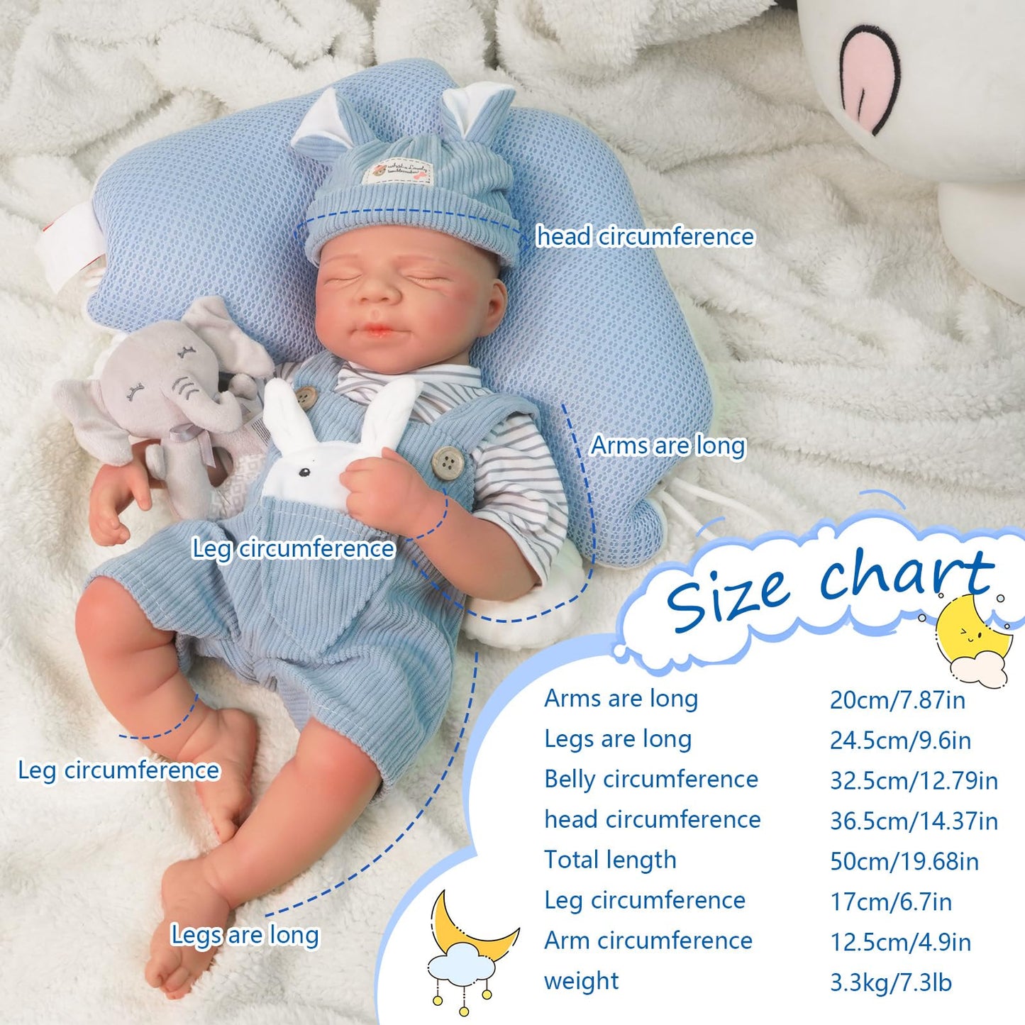 FemmeForm Boy 20 Inch, Full Silicone Baby Doll, Reborn Baby Dolls Silicone Full Body, Sleeping Position Newborn, Not Vinyl, with Gift Box