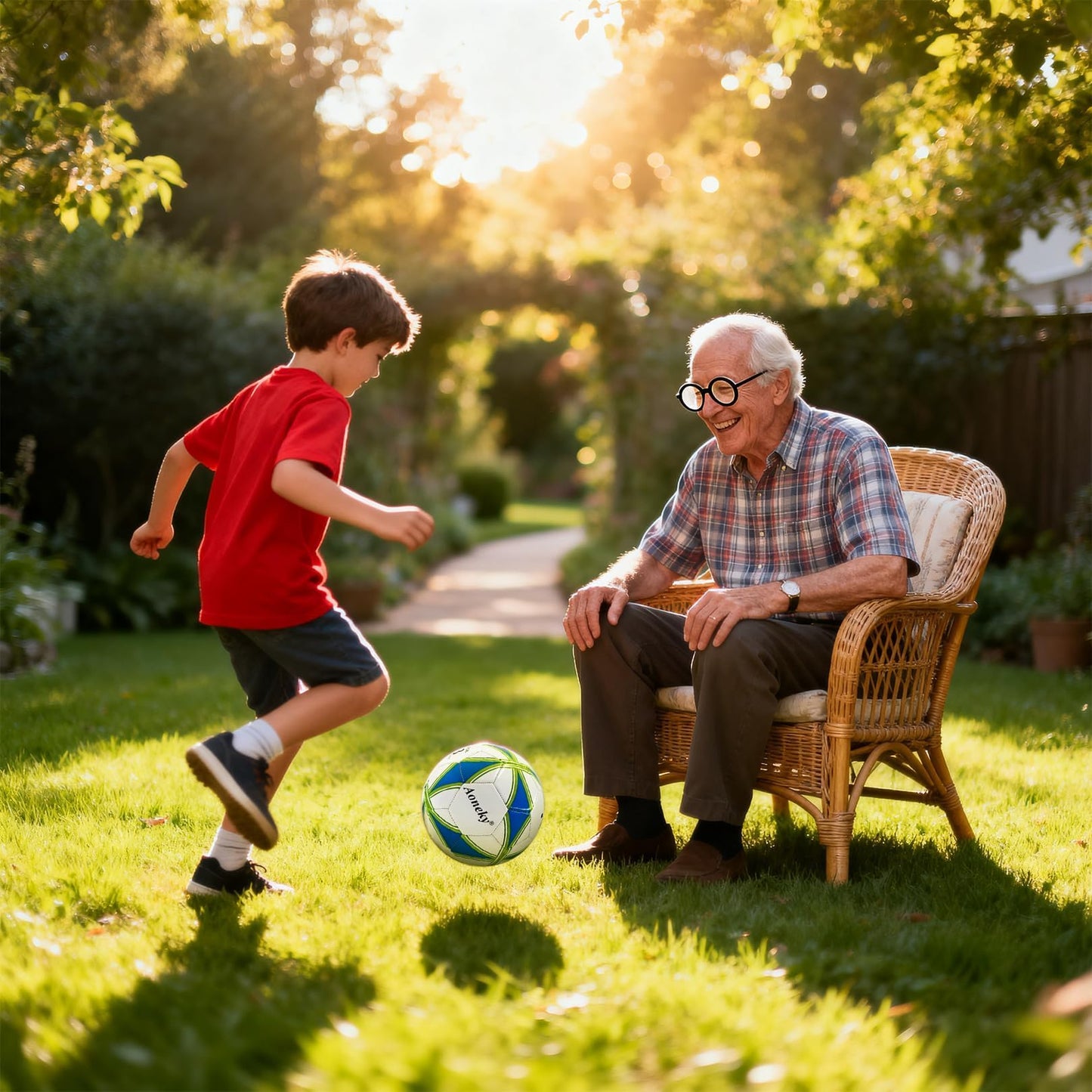 Aoneky Size 3 Soccer Ball for Kids with Pump - Eco-Friendly & Durable PVC Leather, Holds Air Well for Ages 5-8, Perfect for Outdoor Games & Recreational Play
