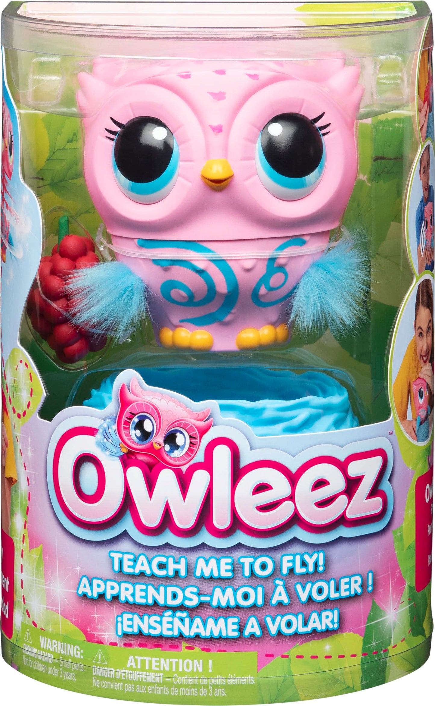 Owleez 6053359 Flying Baby Owl Interactive Toy with Lights and Sounds (Pink), for Kids Aged 6 and Up, Pink