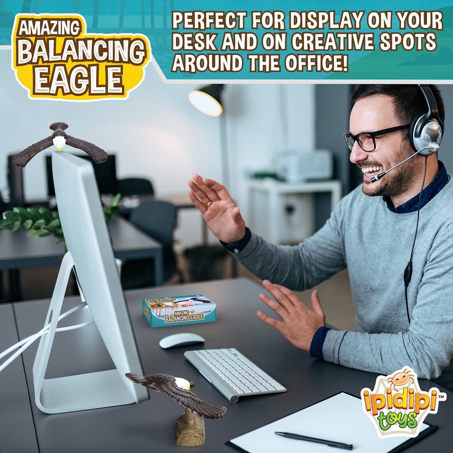 IPIDIPI TOYS Balancing Bird for Finger, Pack of 2, Physics and Science Fun - Finger Balance for Party Giveaways, Retro Magic Gift, Easter Basket Stuffers- 7.5" Wingspan Eagle