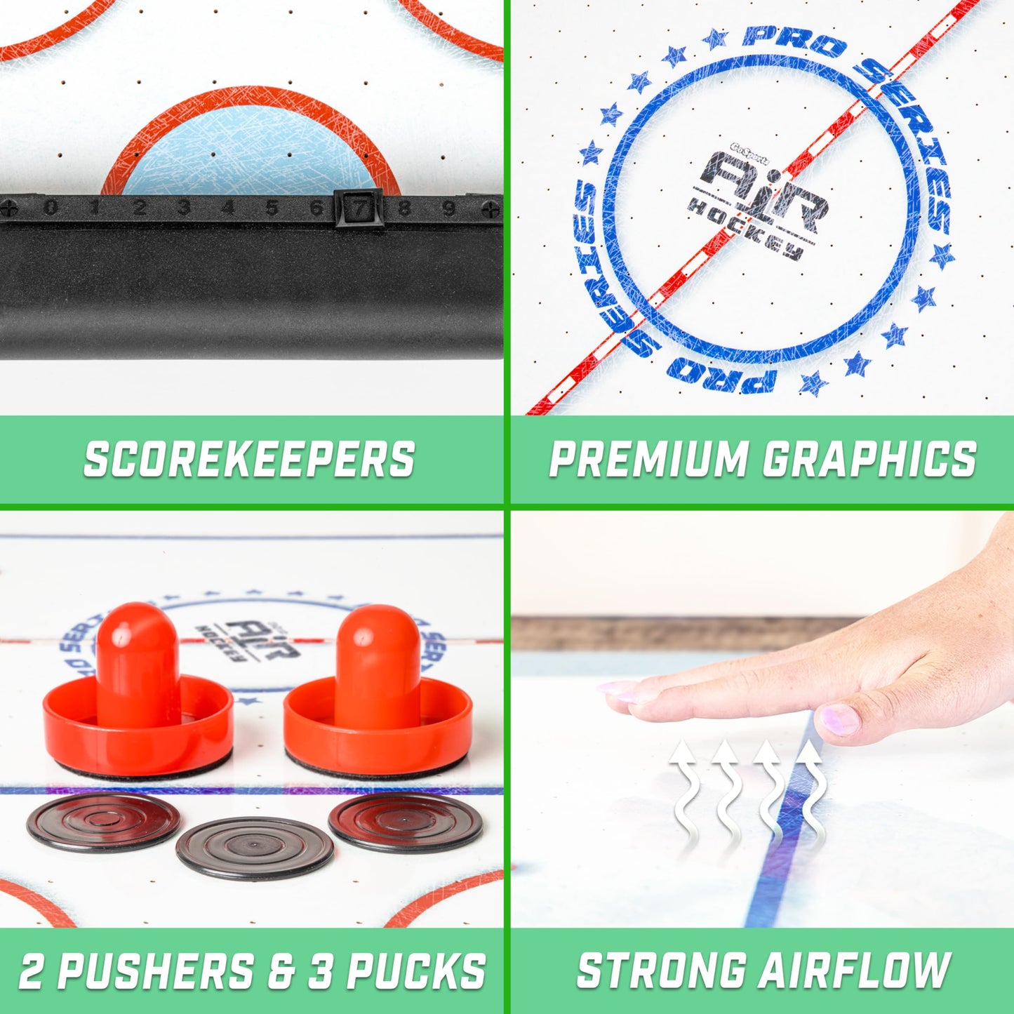 GoSports 30 Inch Table Top Air Hockey Game for Kids - Portable, Battery Operated Game Table - Oak