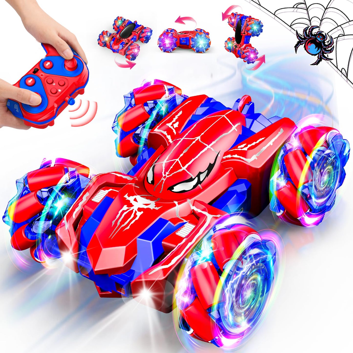 Double Sided Remote Control Car for Boys 4-7, 360° Rotating 2.4GHz Fast Stunt Rechargeable 4WD RC Car Toys for Boys 4-6 5-7 8-13 Outdoor Birthday Halloween Christmas Basket Stuffers Gifts for Kids