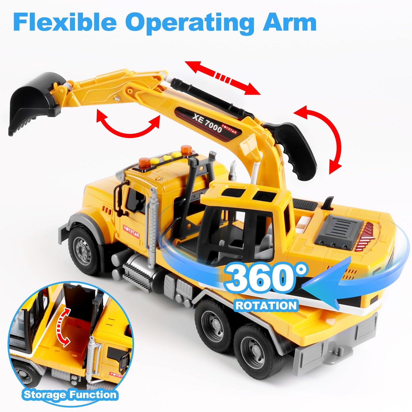 Dwi Dowellin Large Excavator Truck Toy for 3 4 5 6 Year Old Boys,Truck Toy with Sound and Light