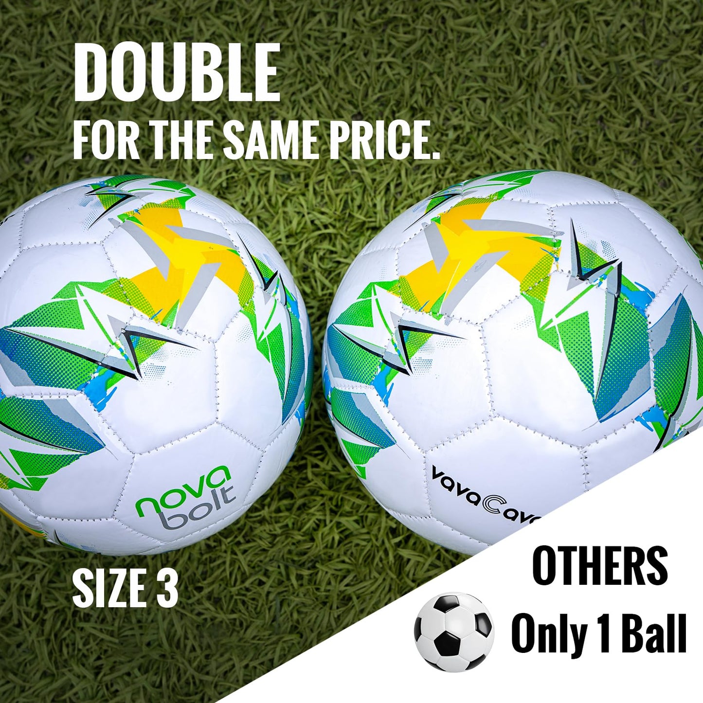 VavaCava 4'x3' Size Portable Soccer Goals Set for Backyard Fun, 2 Nets, 2 Size 3 Balls, 10 Marker Cones, Pump and Carry Bag, Outdoor Games for Backyard, Beach, Lawn, Kids Soccer Training Equipment