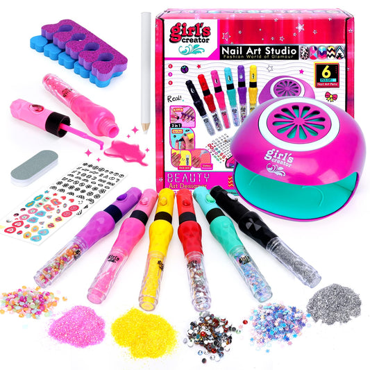 Nail Art Kit for Girls: Kids Nail Polish Set for Girls Toys Ages 8-12 Birthday Presents Gift Nail Set for Girl age 10-12丨Makeup Kit for Girl 10-12 Nail Art Studio