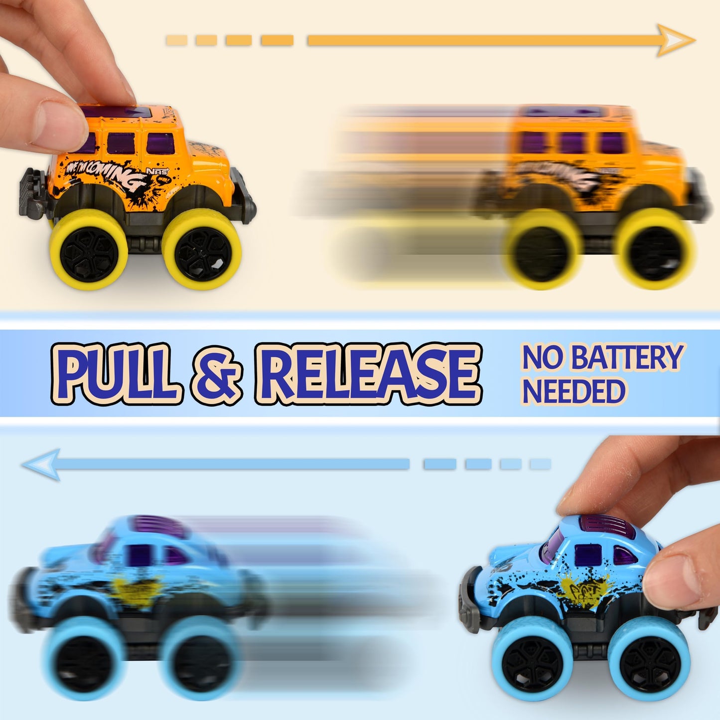 Monster Truck Christmas Stocking Stuffers for Boys Age 3-6 – Pull Back Monster Trucks for Party Favors, Set of 8