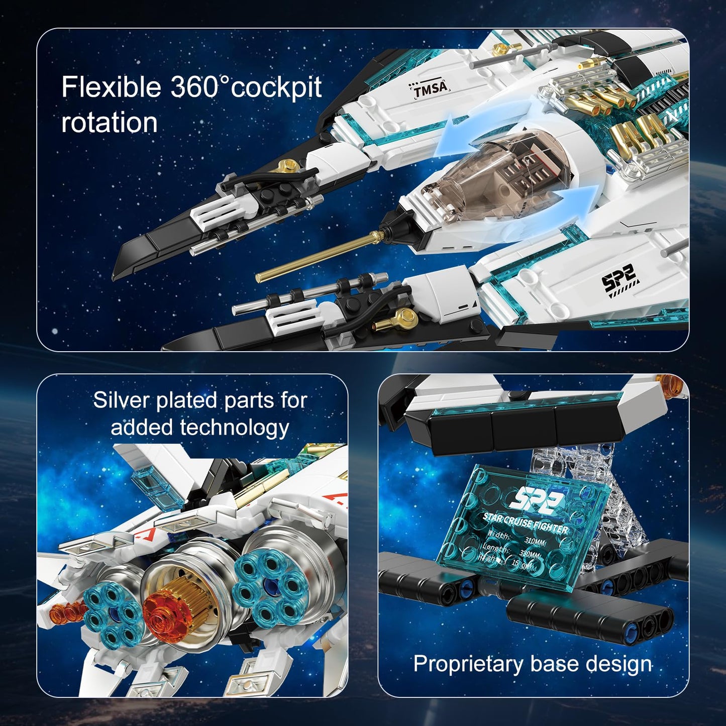 DADMCFD Spaceship Building Blocks Set for Boys Ages 8-12, STEM Space Toys for Kids to Assemble a Space Shuttle with Light, Best Present for Boys and Girls Aged 8+ (739PCS)