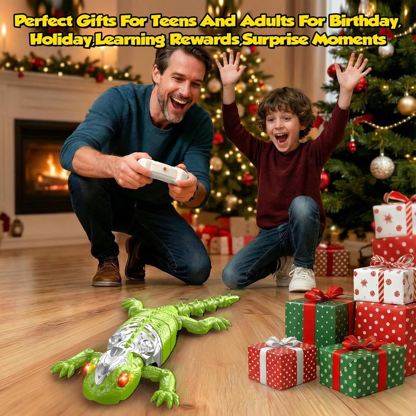 RC Wall Crawler Gecko, Rechargeable Remote Control Robot Kids Toys, Ceiling Wall Climbing Chameleon Funny Prank Toys Dual Mode Floor & Wall Driving Lizard Birthday Gifts for Boys Girls (Colorful)