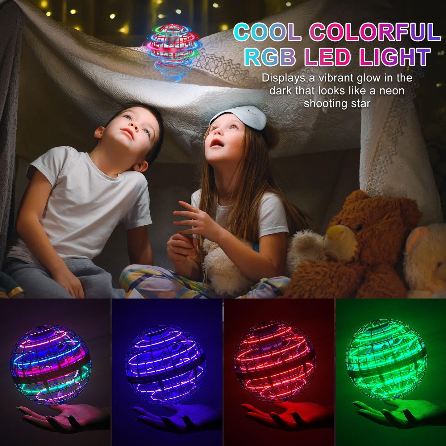 Flying Orb Ball Toys Cosmic Globe Soaring Magic Hover Hand Controlled Boomerang Spinner Mini Orbit Drone Kids Adults Outdoor Cool Stuff Toys Gift for 6 7 8 9 10+ Year Old Boys Girls Teens