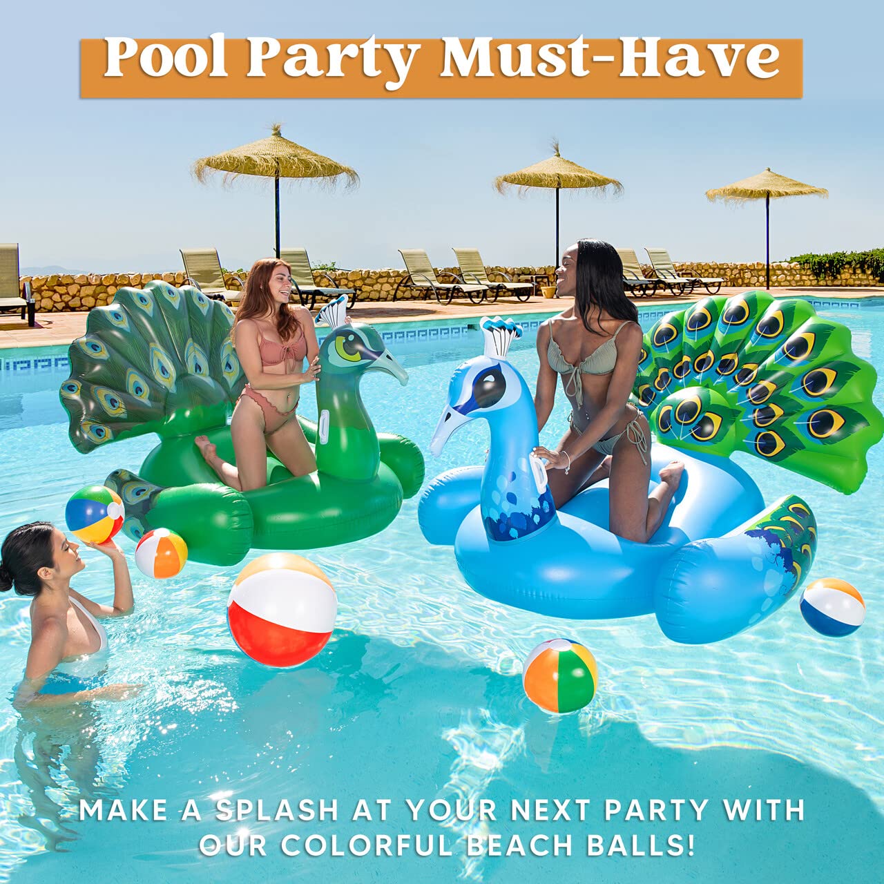 JOYIN Rainbow Beach Balls(18 Pack), Inflatable Swimming Pool Toys for Summer Water Games Kids Birthday Party Supplies Combo Set Include Inflatable Beach Balls in 20” (6), 16” (6) and 12” (6)