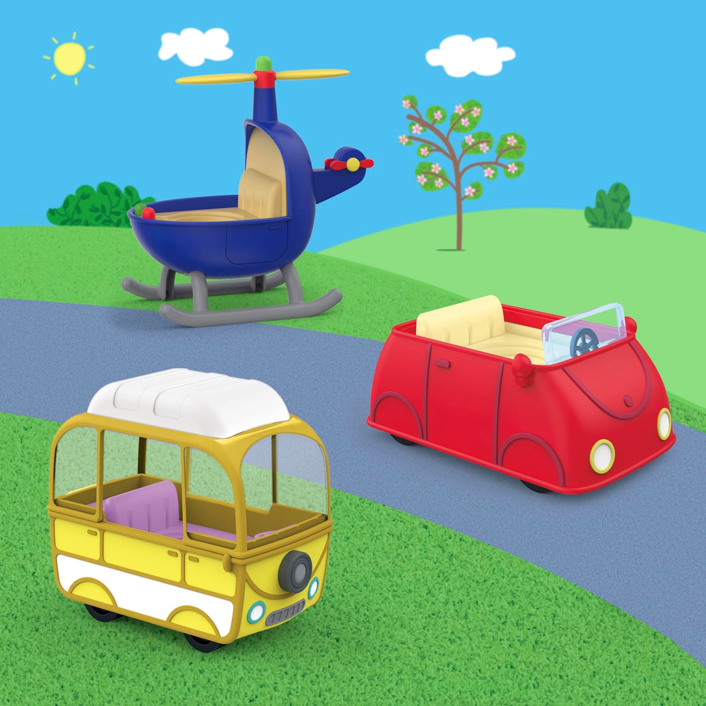 Peppa Pig Peppa's Little Vehicle Playset for Girls and Boys, Includes Helicopter, Camper, and Car, and 5 Figures Set, Preschool Toys, Ages 3+ (Amazon Exclusive)