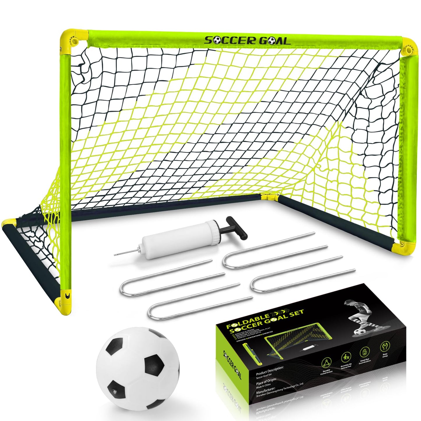 Eastgoing Portable Soccer Goal Set- Backyard Indoor Outdoor Mini Soccer Net with Net, Ball, and Pump.Youth Soccer Goal Sets