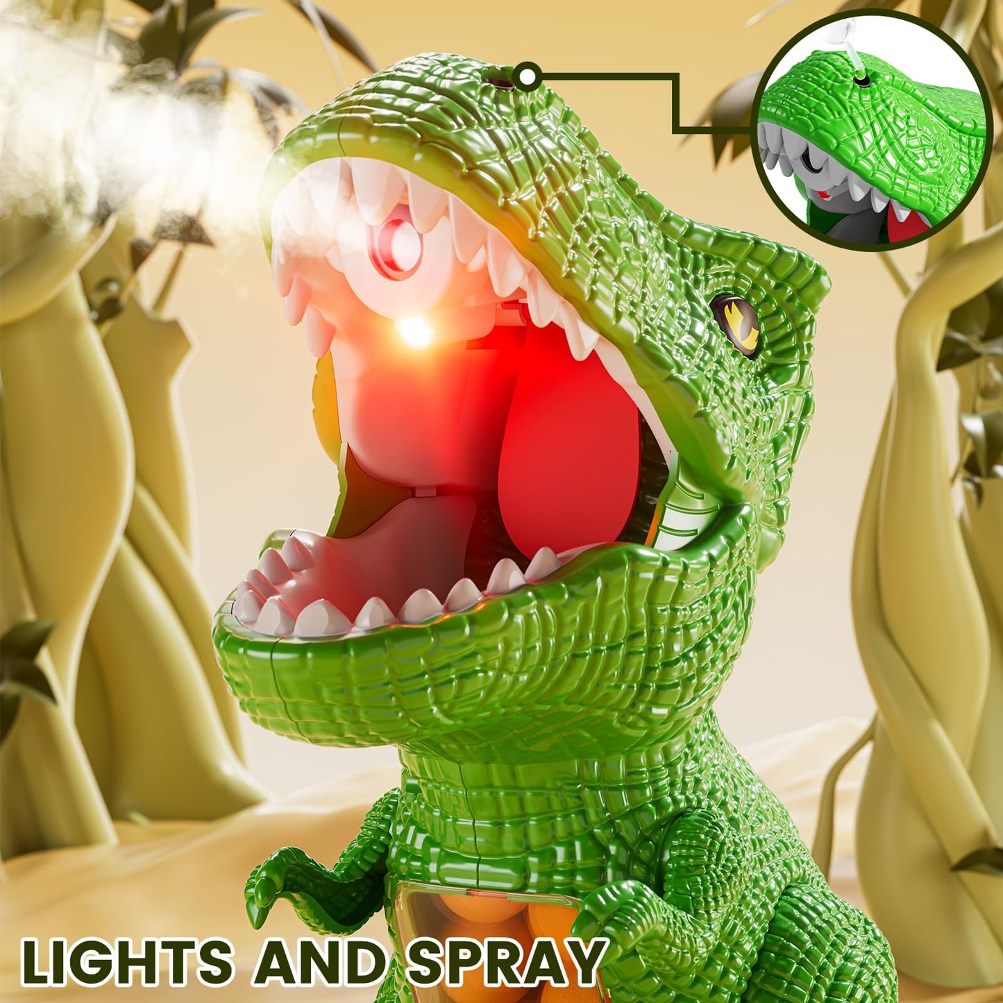XINNOVEL Movable Dinosaur Shooting for Toys Kids 4-6, Electronic Kids Target Games with 2 Air Pump Guns, LCD Score Record, Sound, 48 Foam Balls, Birthday Gifts for 3 4 5 6 7 8 9 Year Old Boys Girls