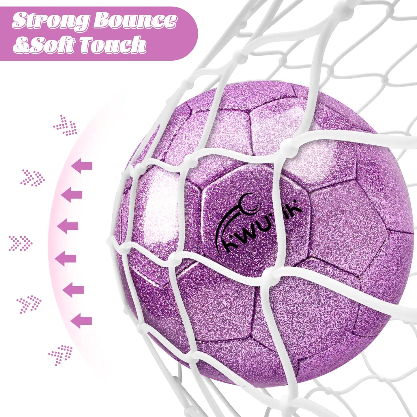 OKWUYiK Size 5 Glitter Purple Soccer Ball Set with Pump Soccer Ball for Youth Adults Training Toddler Soft Sports Outdoor Training for Back to School Toddler Gift Practice