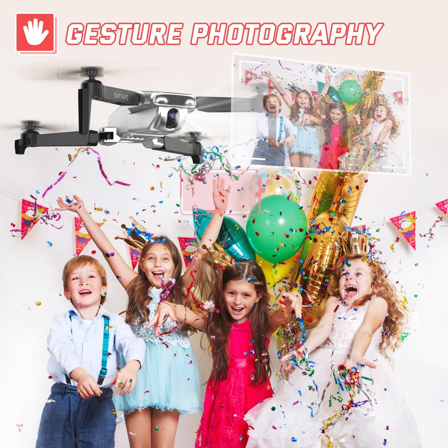Foldable Drones for Kids Beginners - With 1080P HD Camera, FPV Remote Control Quadcopter, One Key Start/Land, Altitude Hold, 2 Batteries RC Helicopter Toys Gifts for Boys (Lunar Silver)