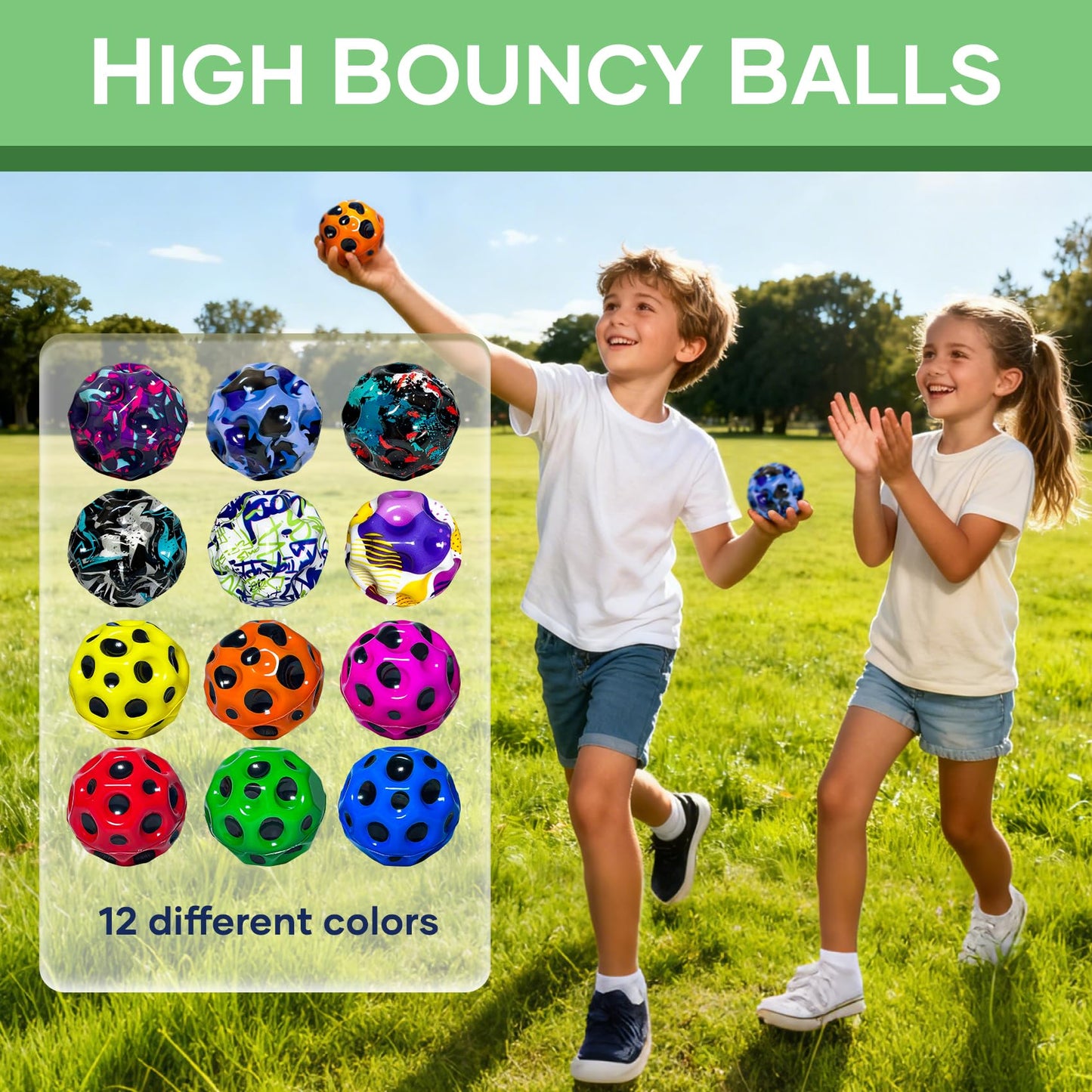 THWJLKK 12 Pack Moon Bouncy Balls Super High Jumping Extreme Bouncing Ball, Super High Bouncing Ball, Children's Sensory Ball, Athlete Training