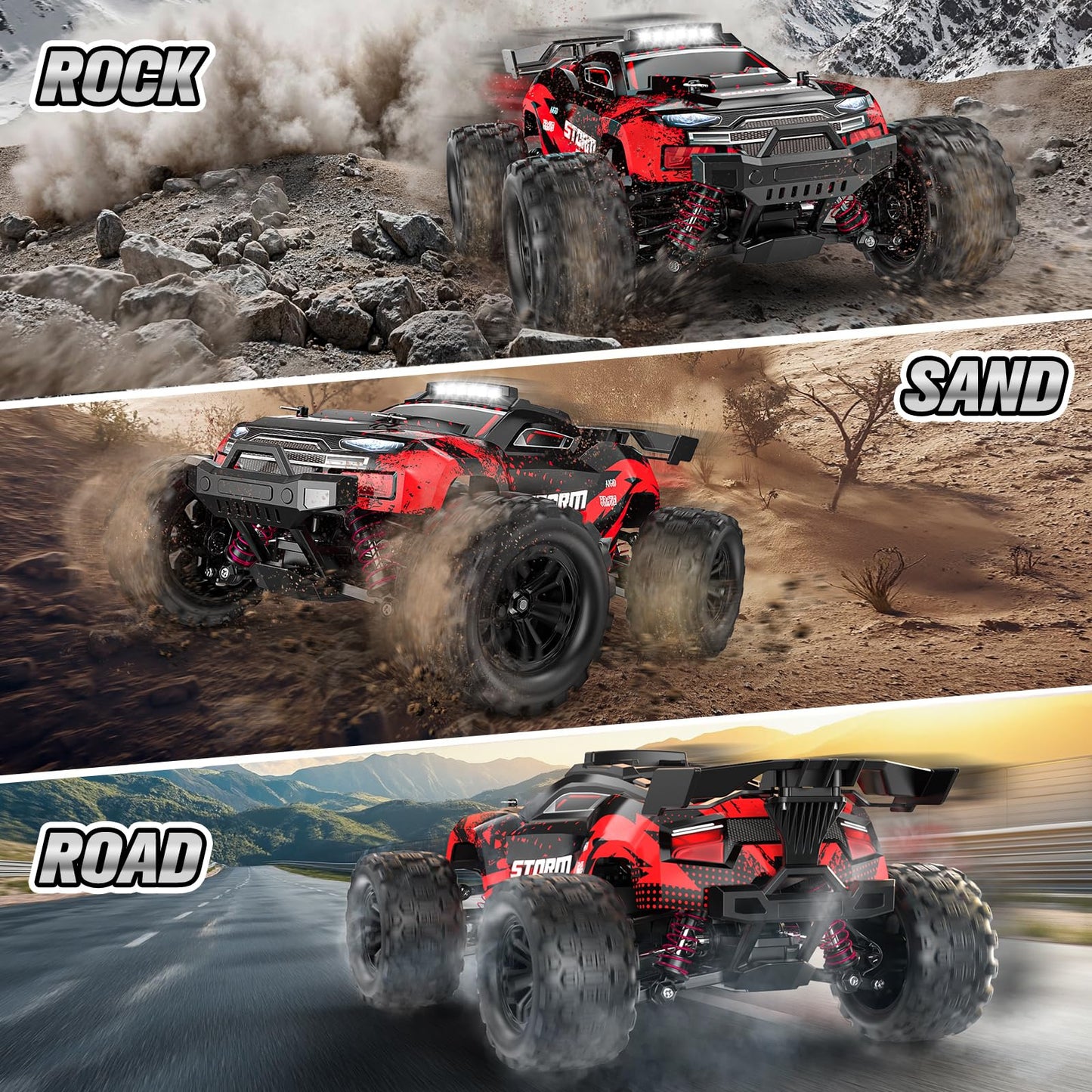 Lvcdzr 1:18 RC Cars, 2.4GHz 4WD High Speed 40 KM/H Remote Control car with Drift Wheel, All Terrain Off Road Monster Truck RC Drift Car with Gyro for Adults Boys 8-12