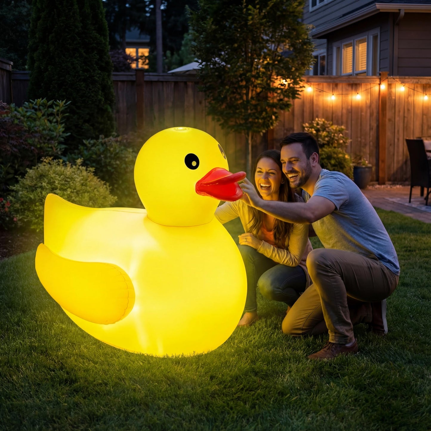 Hungdao 4 Feet Giant Inflatable Duck Pool Float with LED Lights, Light up Blow up Duck Pool Floatie for Adults Teens, Glow in The Dark Summer Holiday Party Decoration Outdoor Yard Lawn(1 Pack)