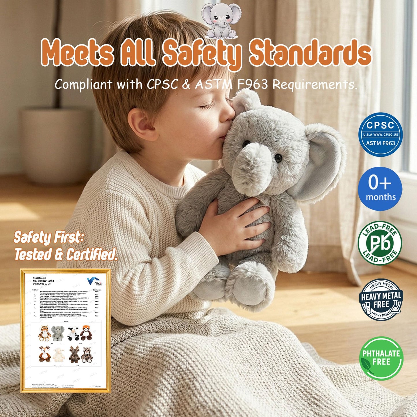 okegztoa Stuffed Animal Plush Toy Soft Plushie Cuddly Elephant Cute Plush Toy for Kids Toddlers Boys Girls Birthday Christmas Nursery Decor Party Favors